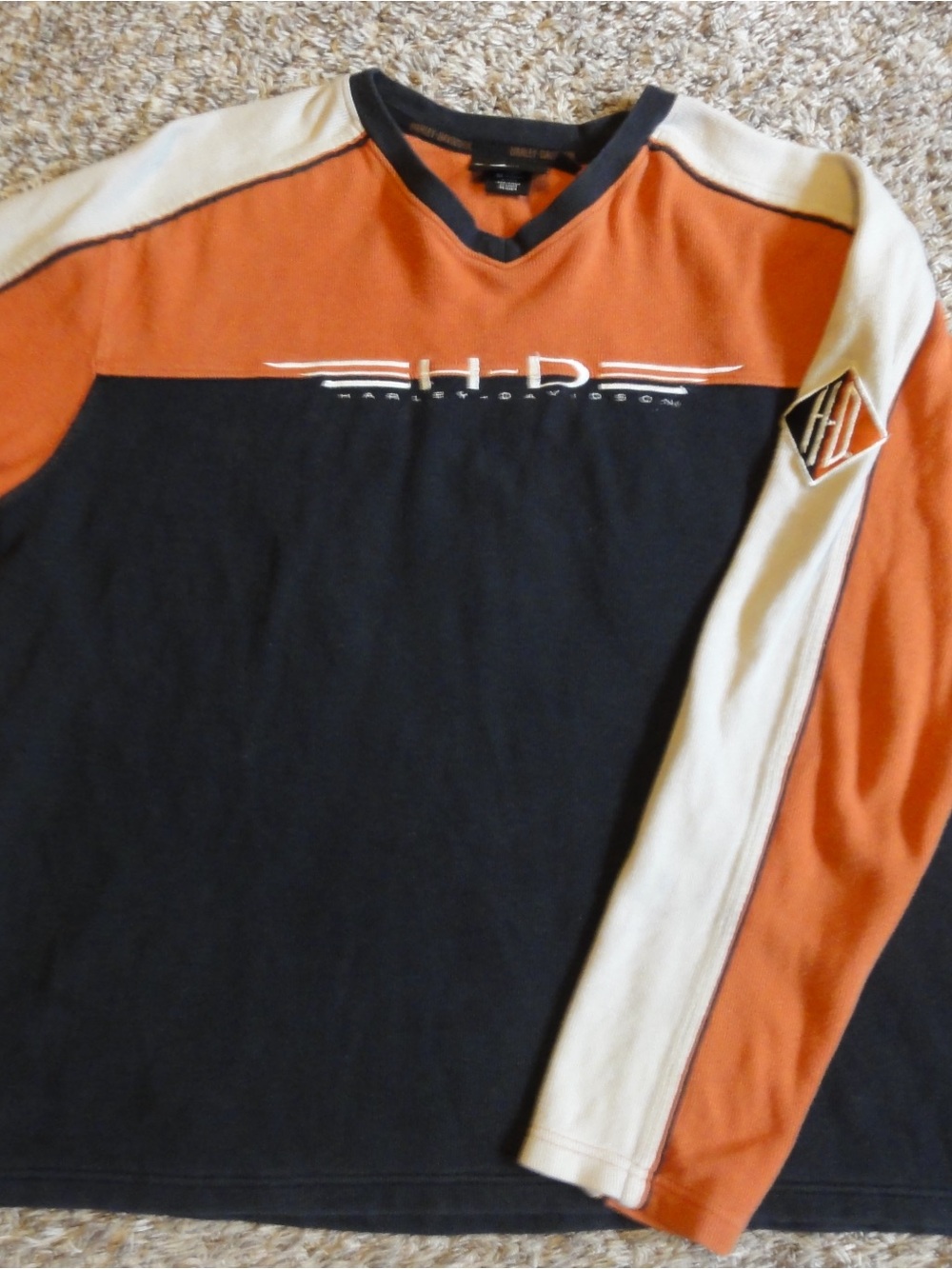 Vintage Harley-Davidson Embroidered Colorblock Long Sleeve